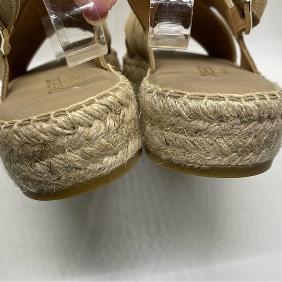 Paseart Women's Tan Suede Leather Cross Strap Espadrille Slingback Sandals 40 - Picture 7 of 11